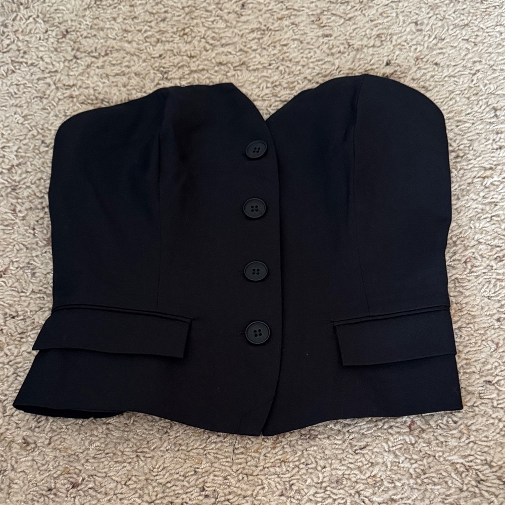 Sincerely Jules Black Strapless Button-Up Top Size Small